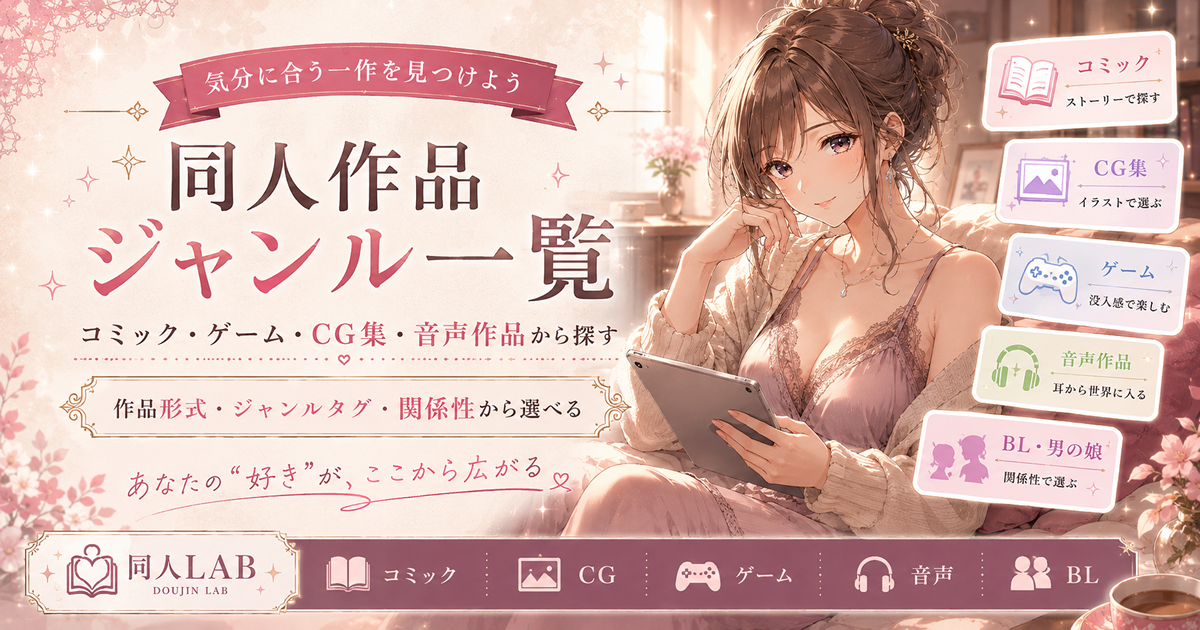 同人ジャンル一覧:同人コミック・同人ゲーム・同人CG・ボイス作品を探す|妄想中|同人LAB